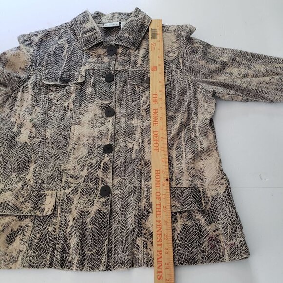 Chicos 2 Snakeskin Jacket Lightweight Metallic Linen Blend Womens Large - Picture 9 of 9